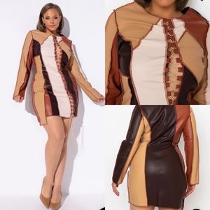 Akira No Bad Days Faux Leather Patchwork Dress NEW NWT Medium